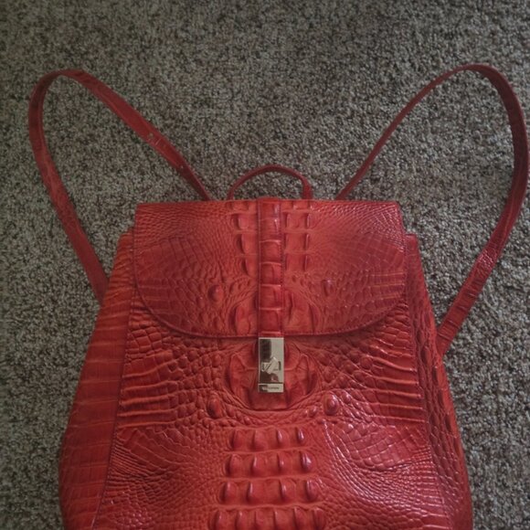 🌹Brahmin Sadie Backpack Heat Melbourne Red Top Handle Leather Shoulder Bag